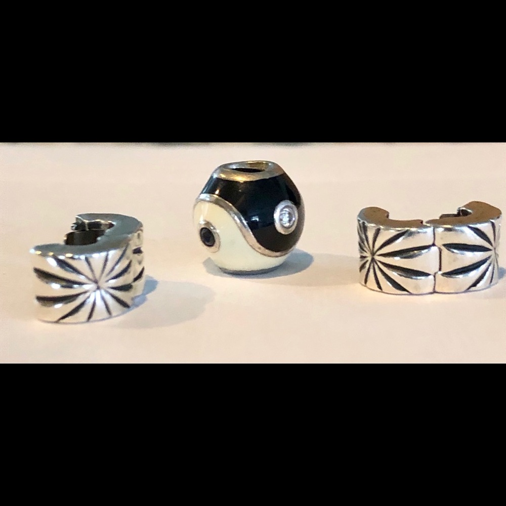 Retired Pandora Charms-Yin Yang and 2 clip charms